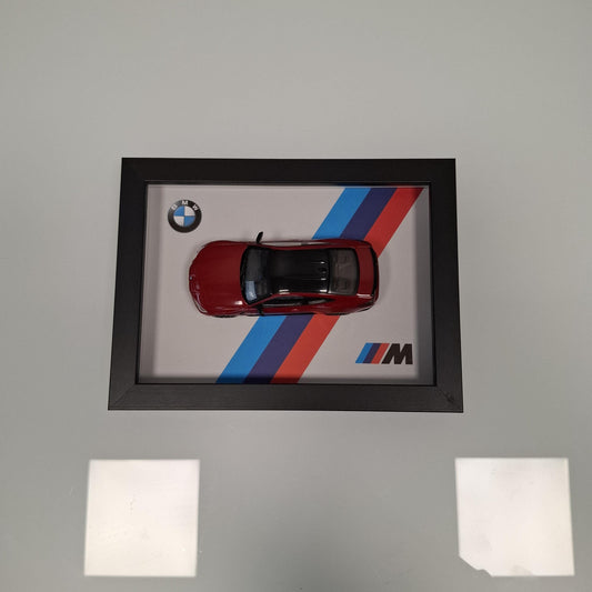 BMW M4 Car Model Mounted on a 1:43 Display Frame - Wall Art - BMW Gift for Car Enthusiasts - M Power Decor
