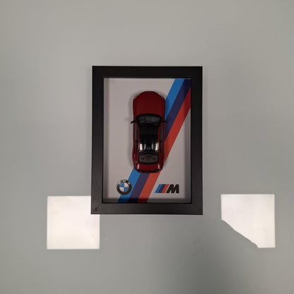 BMW M4 Car Model Mounted on a 1:43 Display Frame - Wall Art - BMW Gift for Car Enthusiasts - M Power Decor