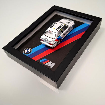 BMW M3 E30 Car Model Mounted on a Display Frame - Wall Art Gift