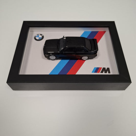 BMW M3 E30 Car Model Mounted on a Display Frame - Wall Art Gift