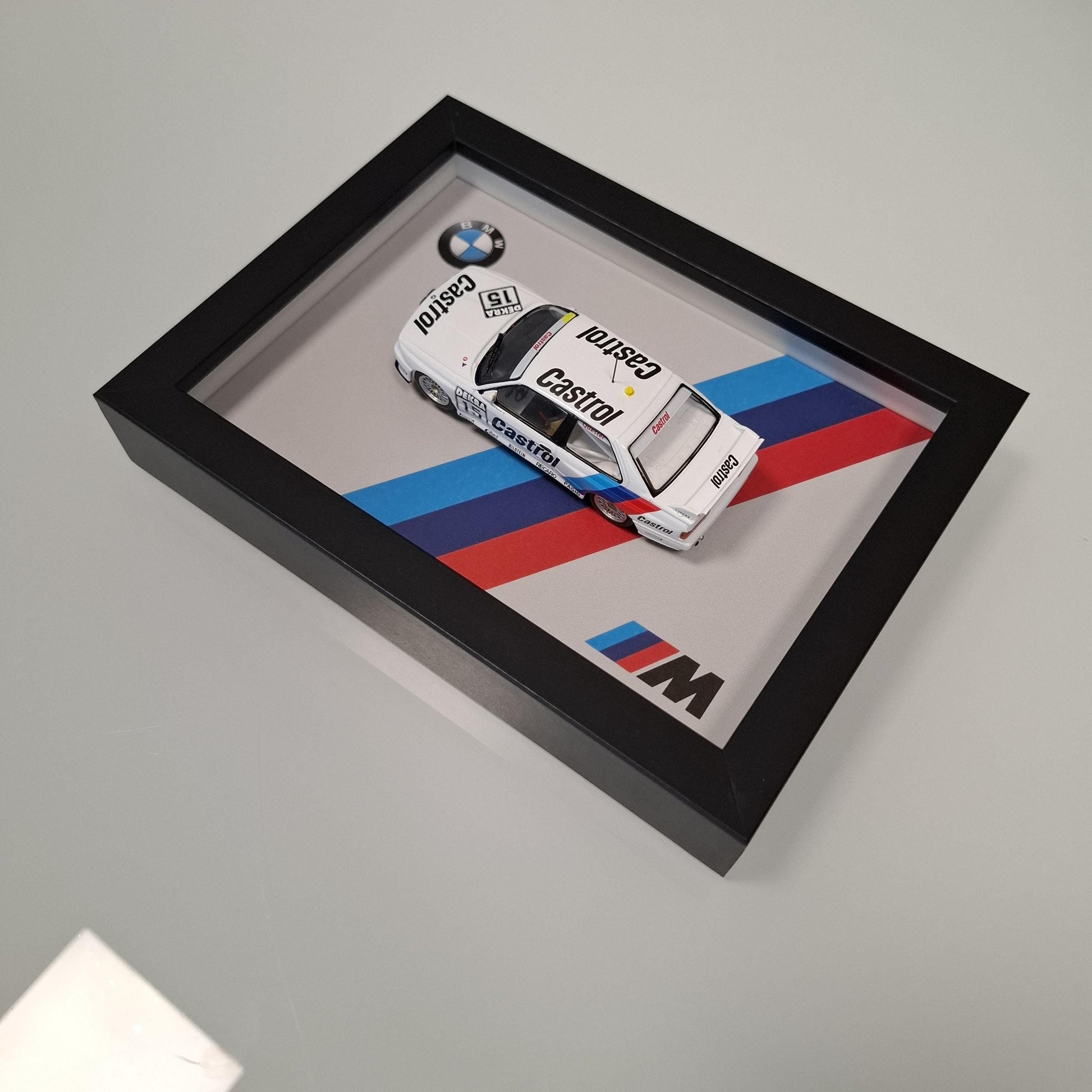 BMW M3 E30 Car Model Mounted on a Display Frame - Wall Art Gift