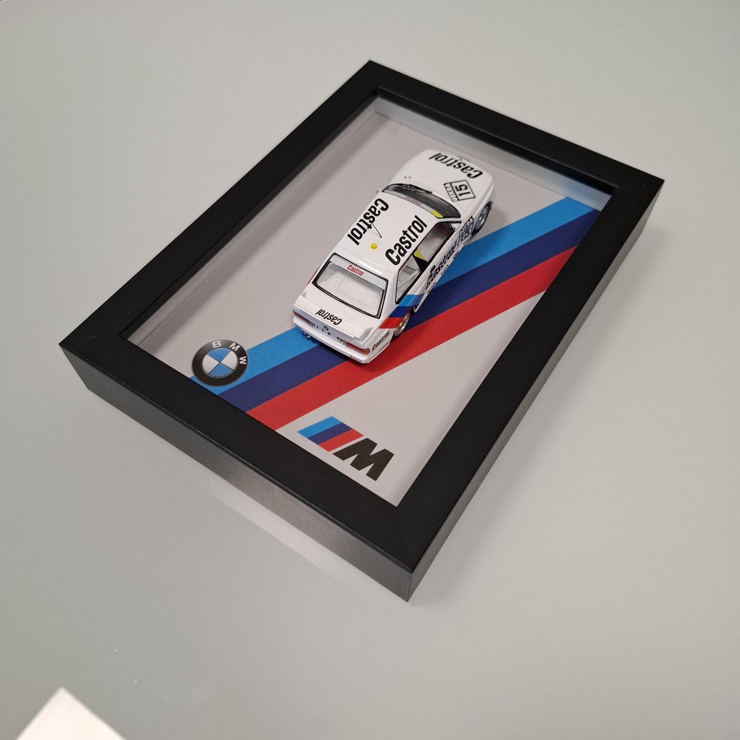 BMW M3 E30 Car Model Mounted on a Display Frame - Wall Art Gift