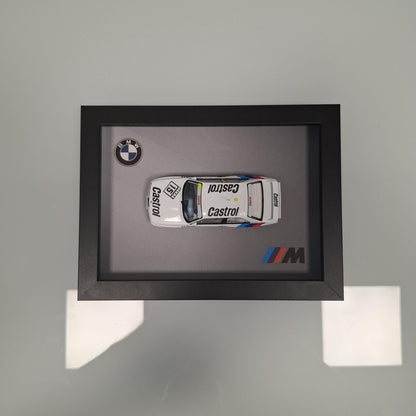 BMW M3 E30 Car Model Mounted on a Display Frame - Wall Art Gift