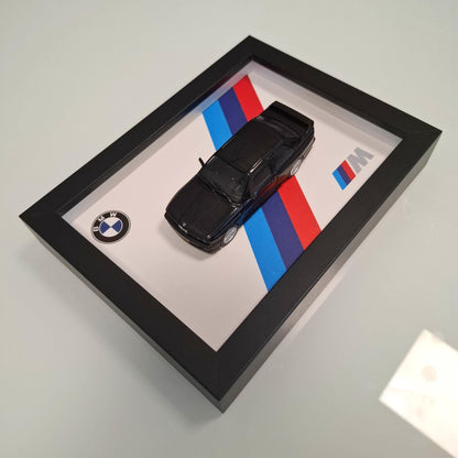 BMW M3 E30 Car Model Mounted on a Display Frame - Wall Art Gift