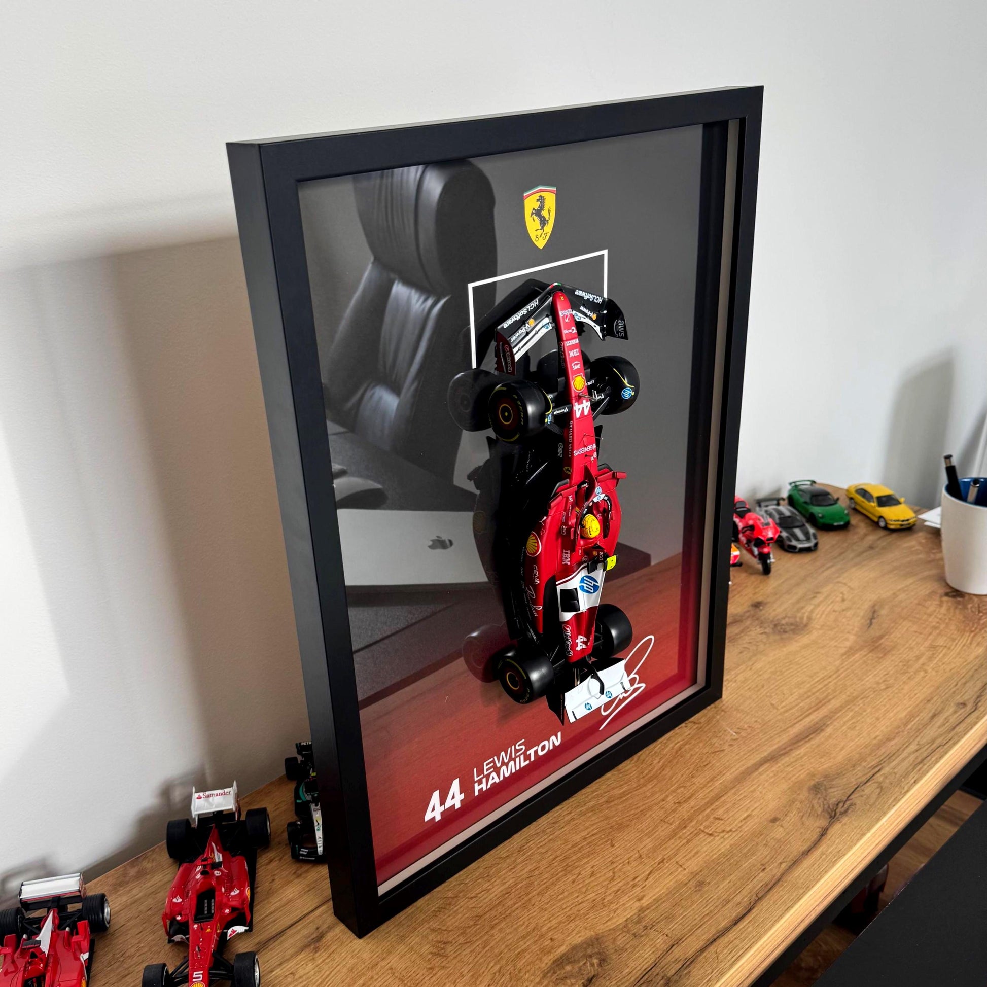 Lewis Hamilton F1 Wall Art | Formula 1 3D Framed Artwork | Ferrari Racing Decor Gift - 40x50 cm