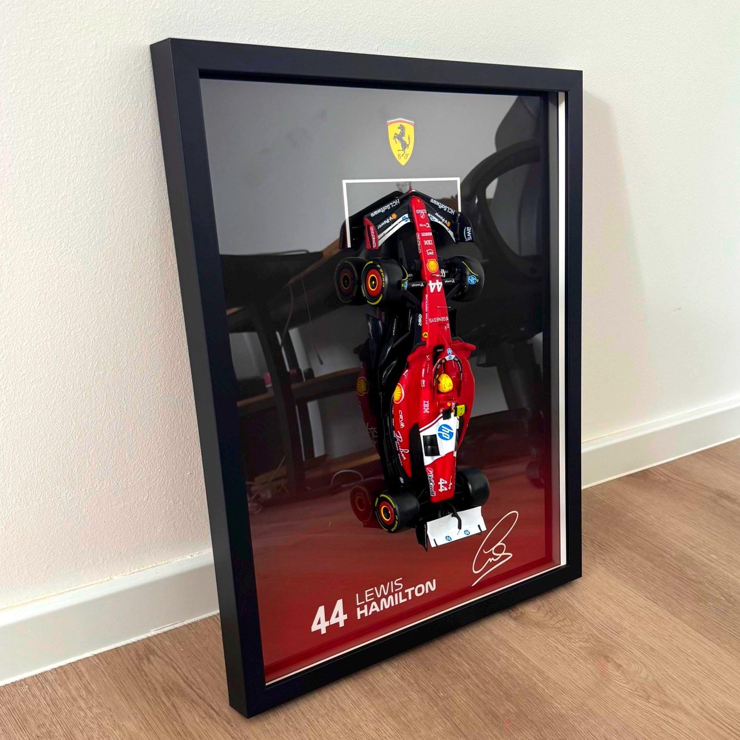 Lewis Hamilton F1 Wall Art | Formula 1 3D Framed Artwork | Ferrari Racing Decor Gift - 40x50 cm