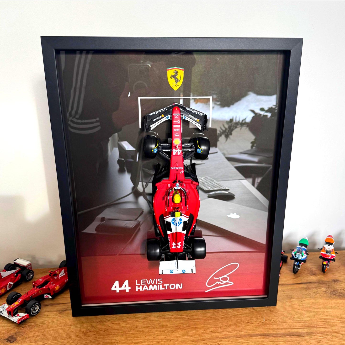 Lewis Hamilton F1 Wall Art | Formula 1 3D Framed Artwork | Ferrari Racing Decor Gift - 40x50 cm