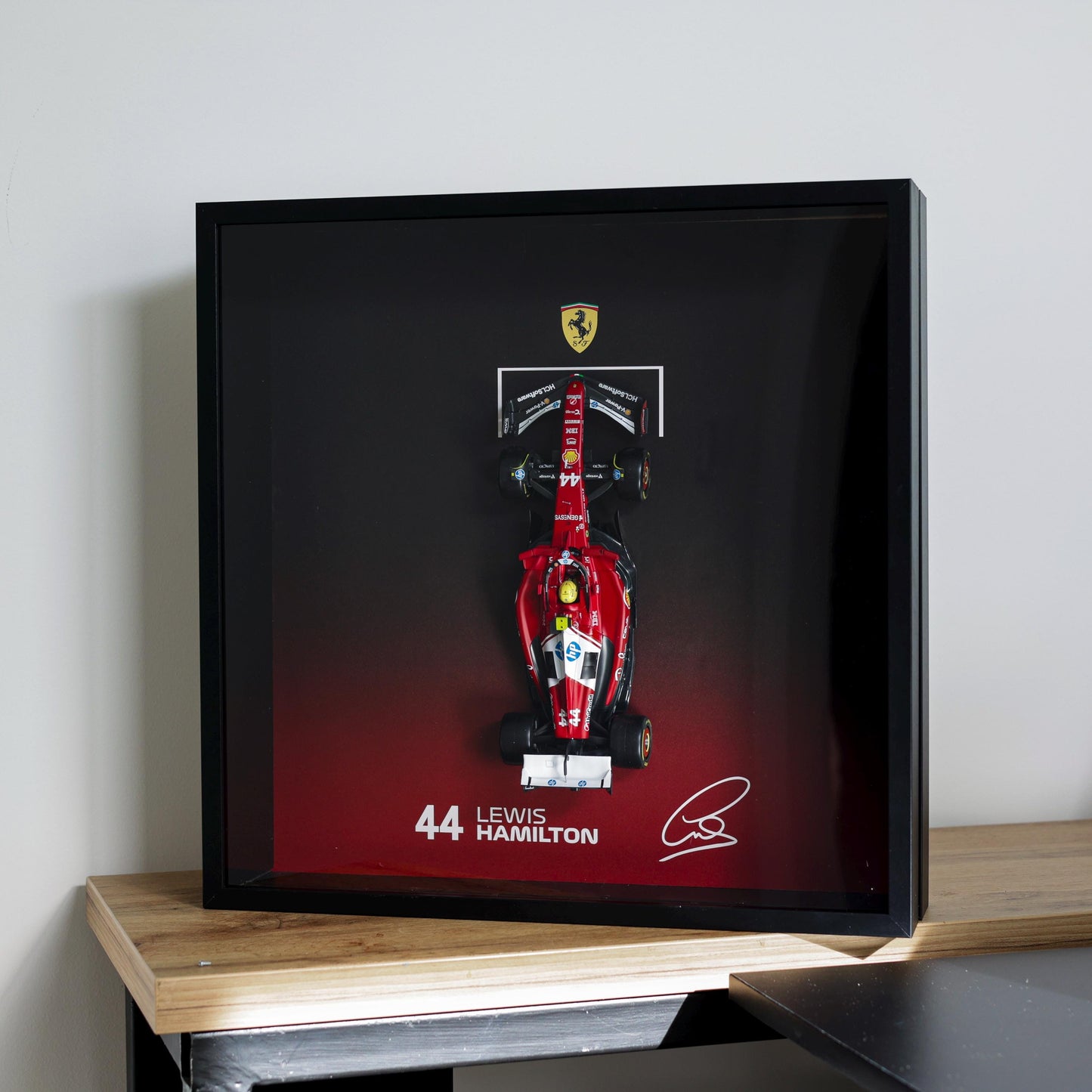 Lewis Hamilton F1 Wall Art | Formula 1 3D Framed Artwork | Ferrari Racing Decor Gift - Deep Frame - 50x50x12 cm