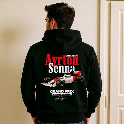 Ayrton Senna McLaren Hoodie – F1 Legend Vintage Racing | Retro Black