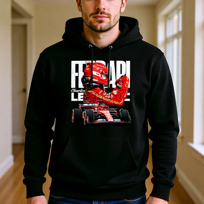 Charles Leclerc #16 Ferrari Hoodie – SF25 Black Edition | F1 fan merch