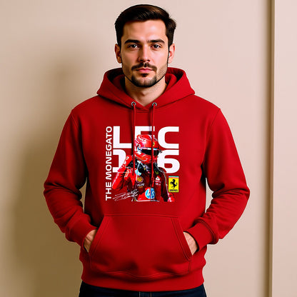 Charles Leclerc #16 Ferrari Hoodie – SF25 Car & Helmet Design | F1 Red