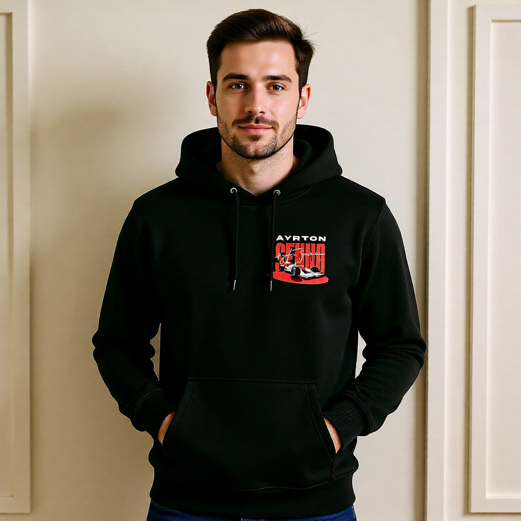 Ayrton Senna McLaren Hoodie – F1 Legend Vintage Racing | Retro Black
