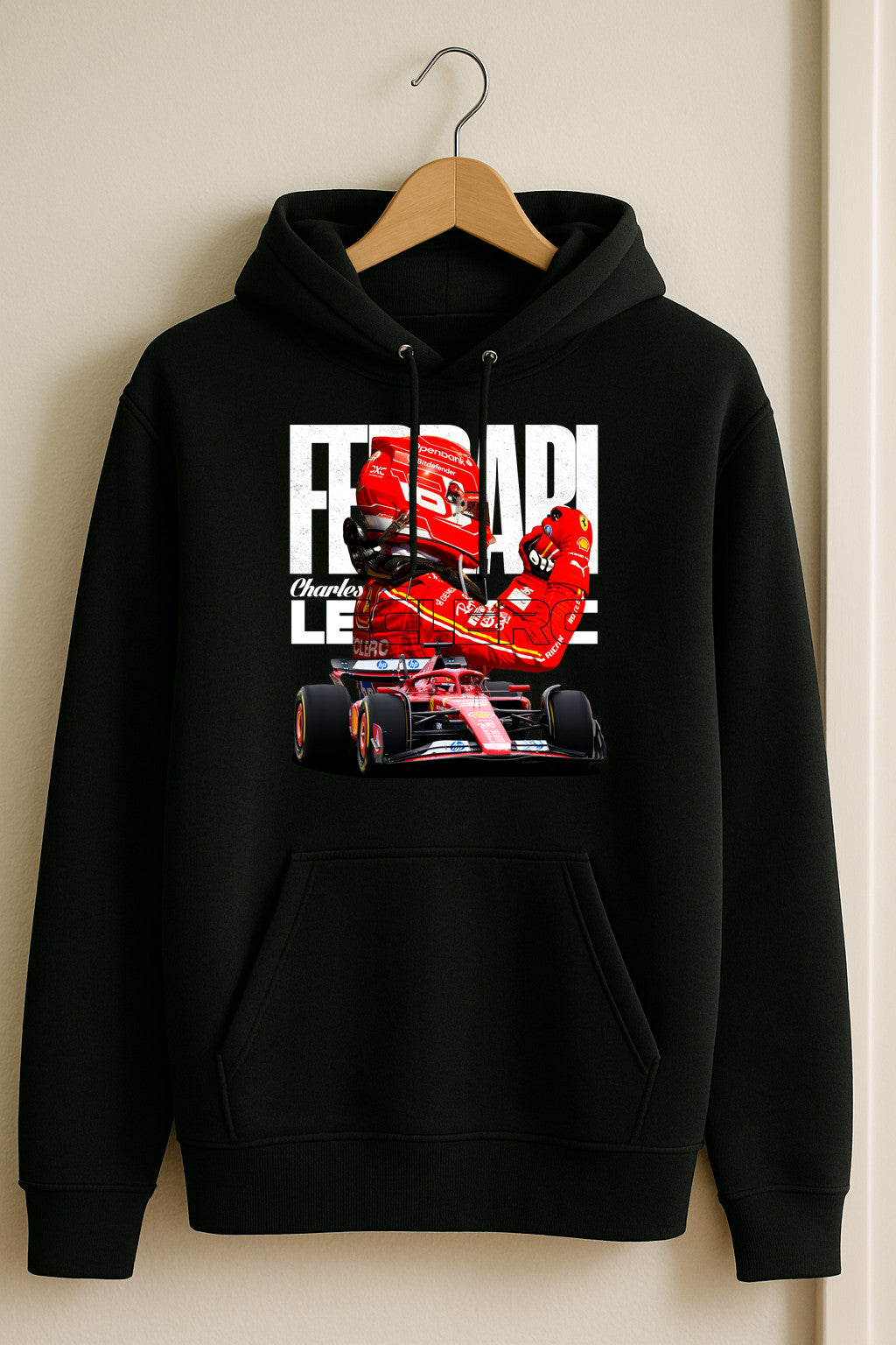 Charles Leclerc #16 Ferrari Hoodie – SF25 Black Edition | F1 fan merch
