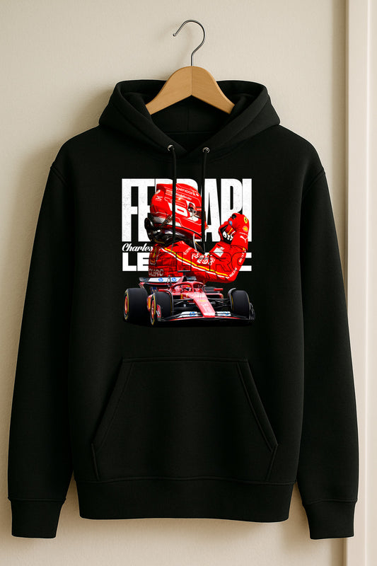 Charles Leclerc #16 Ferrari Hoodie – SF25 Black Edition | F1 fan merch