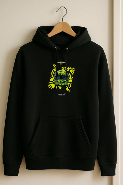 Lando Norris #4 Helmet Hoodie – Neon Green Design | F1 Merch | Black