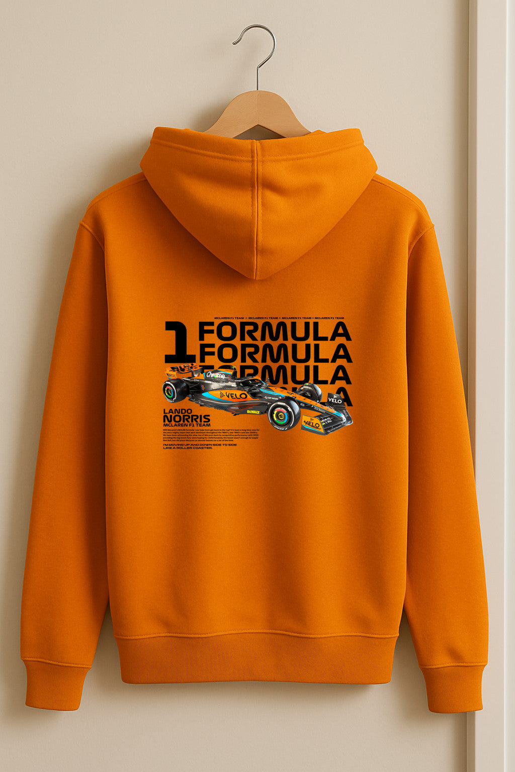 Lando Norris Hoodie – Papaya Formula Racing | F1 Car Graphic | Orange