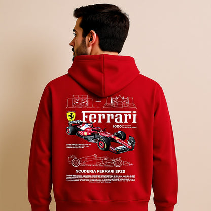 Charles Leclerc #16 Ferrari Hoodie – SF25 Car & Helmet Design | F1 Red