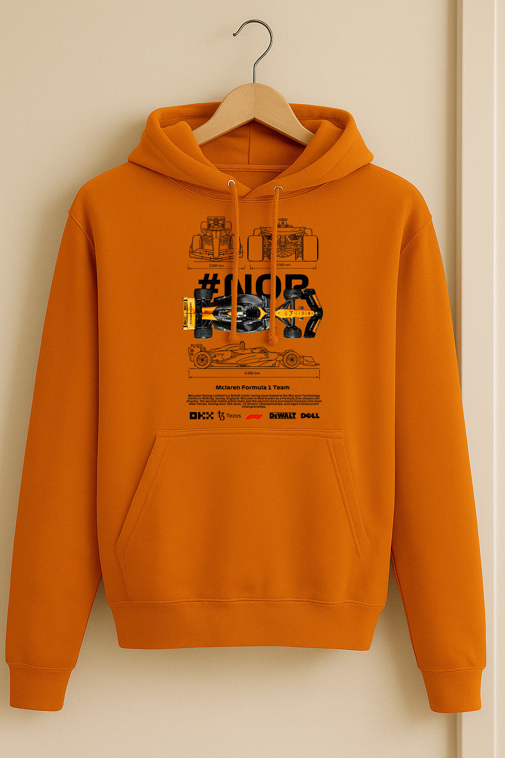 Lando Norris Hoodie – Papaya Formula Racing | F1 Car Graphic | Orange