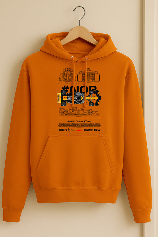Lando Norris Hoodie – Papaya Formula Racing | F1 Car Graphic | Orange