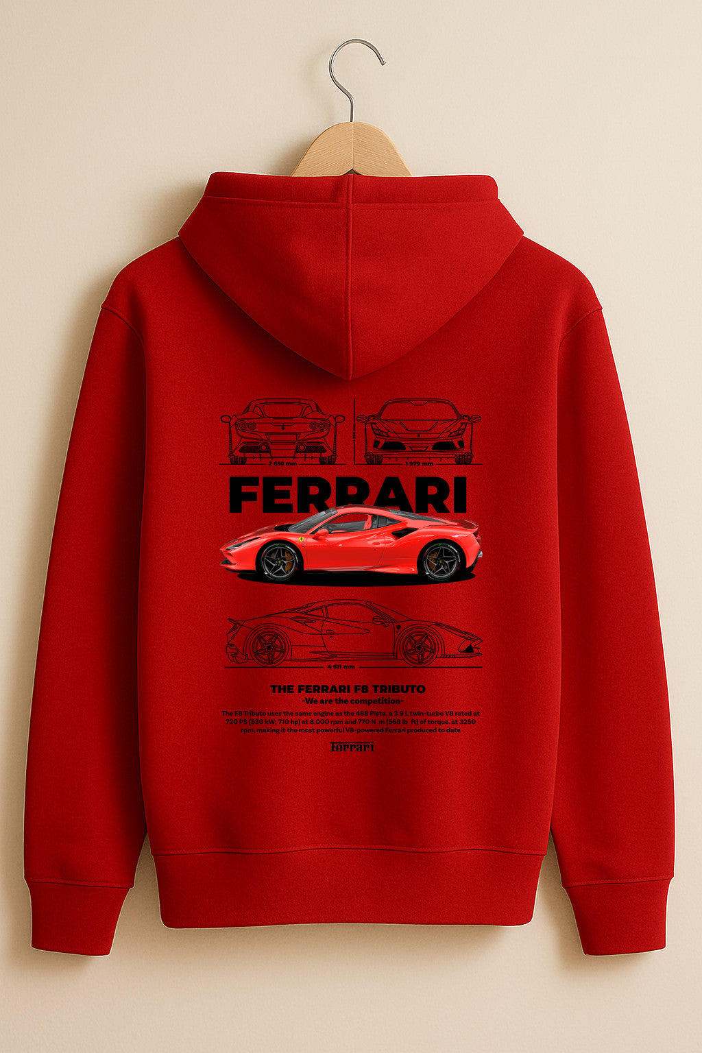 Ferrari F8 Tributo Hoodie – Scuderia Red – Motorsport Hoodie