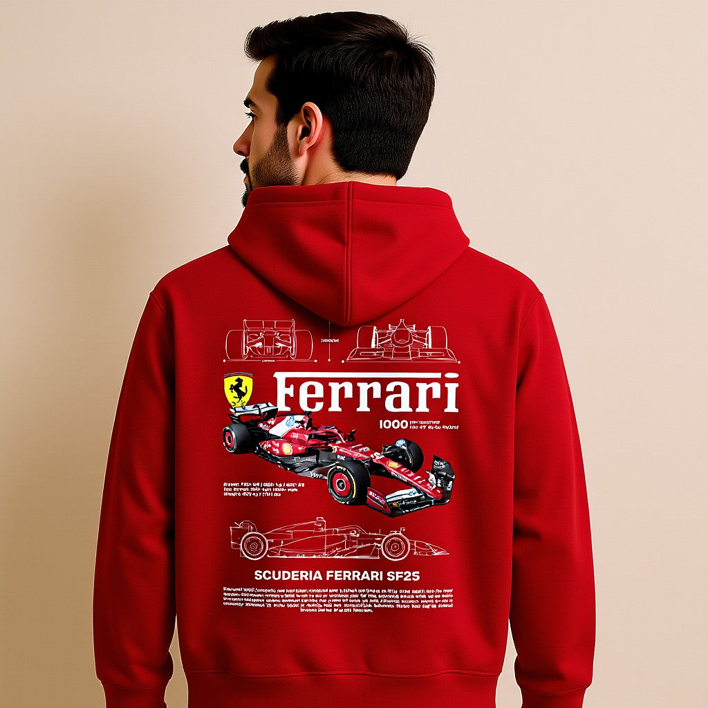 Lewis Hamilton Ferrari Hoodie SF25 Graphic – Scuderia F1 Fan Merch | Red
