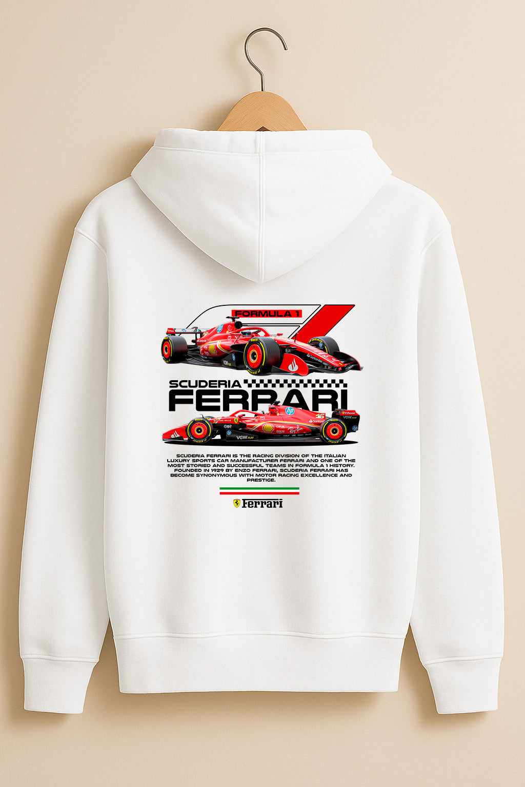 Charles Leclerc #16 Ferrari Hoodie – Scuderia Car & Driver | F1 White